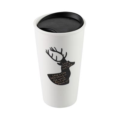 China Viable Cheap Price Double Walled Ceramic Mug Travel Mug With Custom Logo And Lid for sale