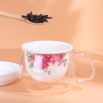 China Viable High Quality Clear Glass 345CC Tea Mugs With Ceramic Lid With Infuser for sale