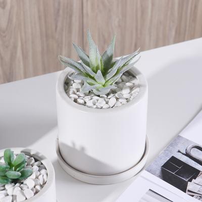 China Cheap Round Shape Flower Pot White Cylinder Stocked Ceramic Planter For Indoor And Outdoor for sale