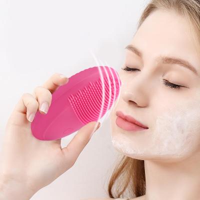 China Sonic Waterproof Electric Facial Brush Silicone Soft Facial Massage DEEP CLEANSING Cleansing Brush For Pore Remover With Heating for sale