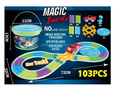 China LIGHT 103 Pieces DIY Jigsaw Puzzle Educational Flexible Rail Car Track Toy For Kids for sale