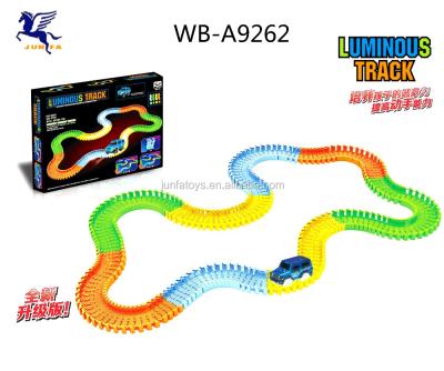 China LIGHTWEIGHT Children's Favorite 73 Piece Car Racing Track with LED Car Track Light for sale