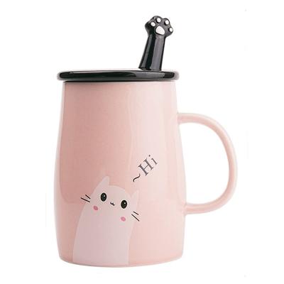 China Simple Viable Ceramic Cute Spoon With Lid Simons Cat Mug Personality Cat Mug Couple Cup Customization Lucky Smile Home Office Creative for sale