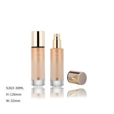 China Personal Care Empty Liquid Foundation Cosmetic Packaging Empty Lotion Bottle With Black Pump Top Clear Cap for sale