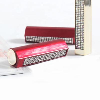 China Cosmetics Wholesale Diamond With Mirror Bounce Gold Lipstick Matte Cosmetics Lip Tube Red Tube for sale