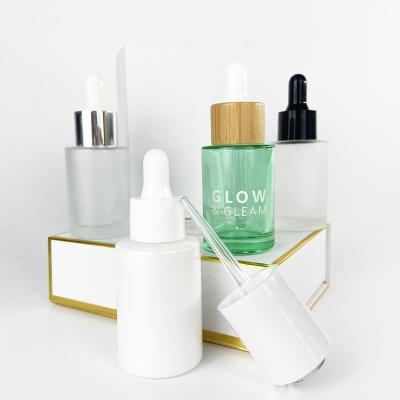 China Flat Dropper Bottle Essential Oil Bottle 30Ml Personal Care Shoulder Cosmetic Packaging for sale