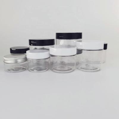 China Personal Skin Care Packaging In Stock Plastic Jar Pet Clear Black Jar Skin Care Cream Jar for sale