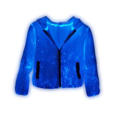 China Halloween Luminous Custom Sweater Girls RGB Colorful Unisex Glow In The Dark Glowing Luminous Praise Fiber Optic Light Up LED Hoodies for sale