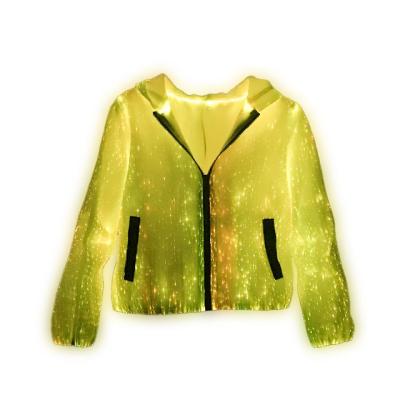 China Luminous Cool Design Jacket Men's Hoodie Party Led Costume Coat Fiber Optic Jacket For Party for sale