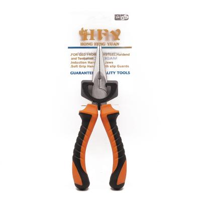 China GK-D003 Mulit-purpose Nickel Coating CRV Nose Pliers Orange And Black Handle 6