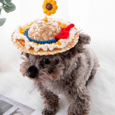 China Factory Price Comfortable Pet Pets Straw Straw Hats Straw Hats Sombrero Pet Mini Gorra Paja Dog Gorras Product Cap Hats for sale