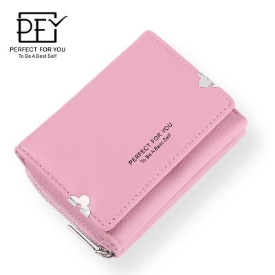 China Weichen Custom Purses Waterproof Design Forever Young New For Women Card Holder Money Clip Wallet PU Leather Coin Purse 2021 for sale