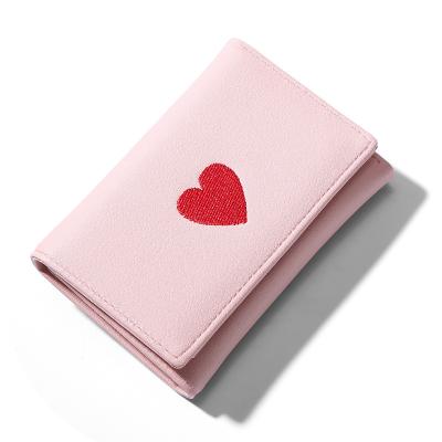 China De Weichen Young New 2021 Korean Style Fashion Women Mini Money Bag Coin Waterproof Short Wallets Forever With A Heart PFY for sale