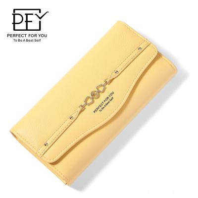 China WEICHEN good quality PU leather wallet ladies clip money wallet newest design waterproof purse perfect for you simple style for sale