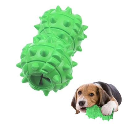 China Factory Direct Sales Sustainable Barbell Natural Rubber Interactive Snack Dispenser Dog Chewing Toys for sale