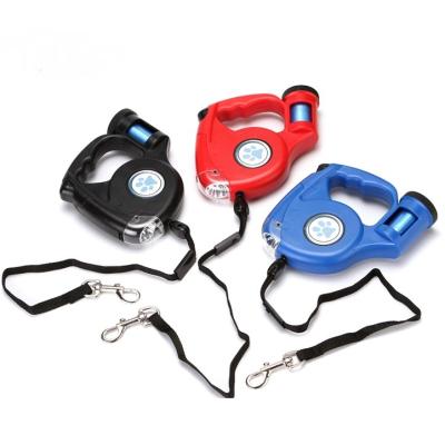 China Viable Wholesale Automatic Portable Poop Rope Bag Dispenser Factory LED Retractable Dog Leash for sale