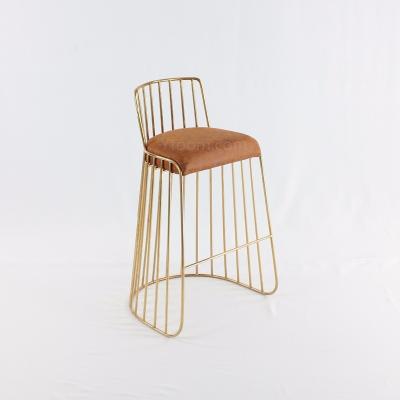 China Modern Rose Gold Velvet Fabric Bar Stool for sale