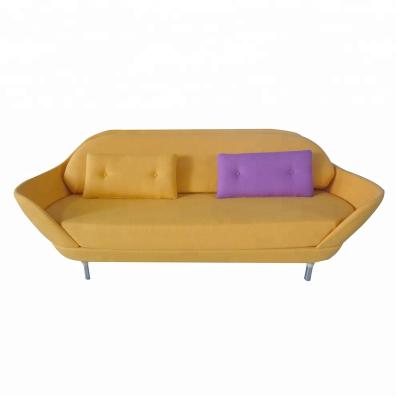 China Modern yellow cashmere fabric fiberglass frame 3 seater sofa for sale