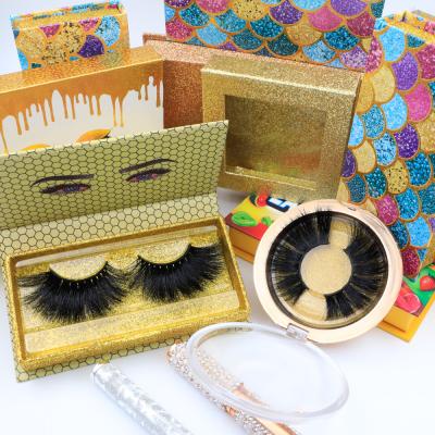 China Durable Luxury Strip Mink Fur Lashes 27mm 3d Mink Eyelashes With Custom Packaging Box For Fashion Woman for sale