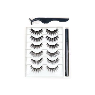 China 2021 New Multi Style Individual Mink Eyelashes /3D Mink Lashes Adhensive Layers Eyeliner Box Set 6 Pairs Synthetic Eyelash for sale