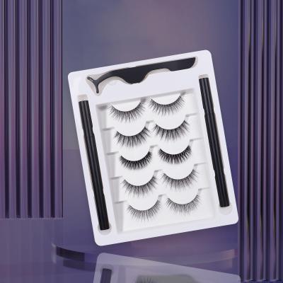 China 2021 new style natural individual eyeliner box adhensive set 5 pairs eyelash for sale