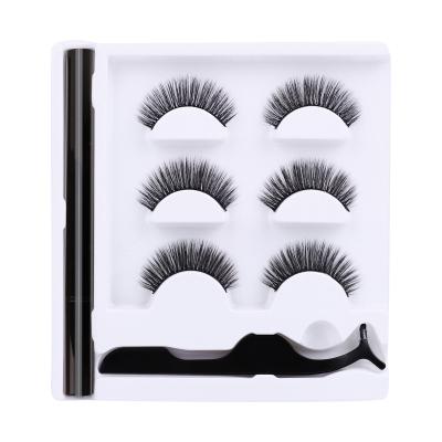 China 2021 new style natural individual eyeliner box adhensive set 3 pairs eyelash for sale