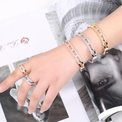 China Wholesale TRENDY Customized African Women Open Ring Set Zircon Inlaid Jewelry Bracelet Set for sale