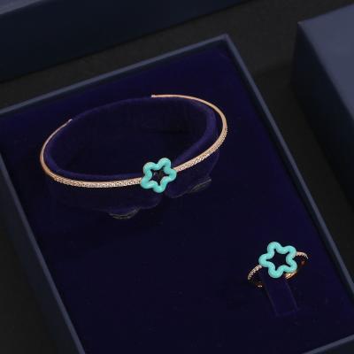 China Fashionable Small Fresh Style Jelly Color Drop Glaze Jewelry Set Double Layer Star Shape Ring Two Piece Set Splicing Bracelet for sale