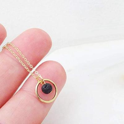 China New Design Style Jewelry Black Minimalism Trendy Mediterranean Geometric Pendant Necklace Volcanic Stone Necklace For Women for sale