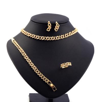 China 18k&24k Gold Trendy Trendy Hip Hop Luxury Ins Cuba Cuba Zircon Choker Jewelry Set for sale