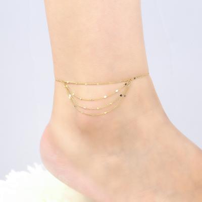 China Newest FASHIONABLE Simple Barefoot Sandals Foot Chain Layered Cubic Zirconia Jewelry Anklets For Women for sale