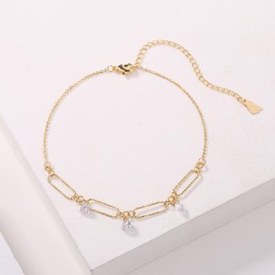 China FASHIONABLE ladies classic luxury diamond chain anklet pendant jewelry personalized gold plated anklets with charmswholesale for sale