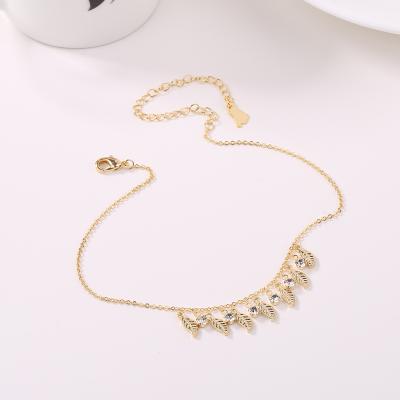 China FASHION Tasty Zircon Gold Anklets Foot Jewelry Foot Jewelry Anklet Bracelet Beach Leaf Tasty Anklets For Women for sale