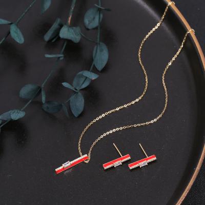 China New CLASSIC Style S925 Silver 14K Gold Plating Necklace Earrings Real Set Colorful Drop Luster Zircon Microsetting Necklace Earrings Set for sale