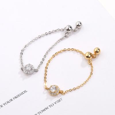 China TRENDY Wedding Platinum Rings Jewelry Fashion Popular Chain Pull Rings Adjustable For Women for sale