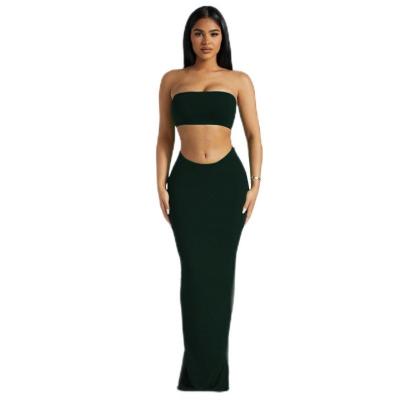 China New 2022 summer waterproof women's clothing sexy bandeau top thin sheath dress suit solid color top for women for sale