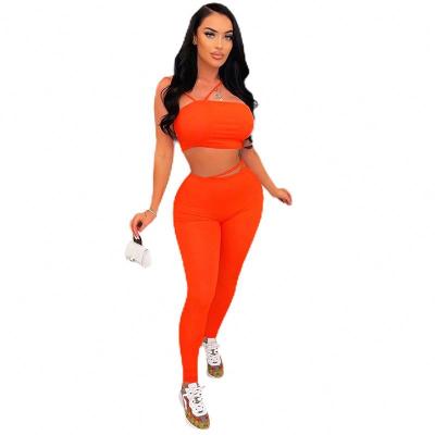 China 2022 Summer Women's Clothing New Waist High Waist Hollow-out Backless Tank Sexy Casual Pants Suit High for sale