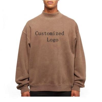 China OEM Embroidery Fake Neck Sweatshirt Casual Blank Loose Hoodie Mock Neck Sweatshirts Men 100%Cotton Breathable Oversized Fleece Pullover for sale