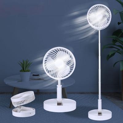 China Portable Rechargeable Folding Mini Fans Outdoor Camping Cooling D.C. USB Hotel Telescopic Stand Floor Fan Remote Control Fan for sale