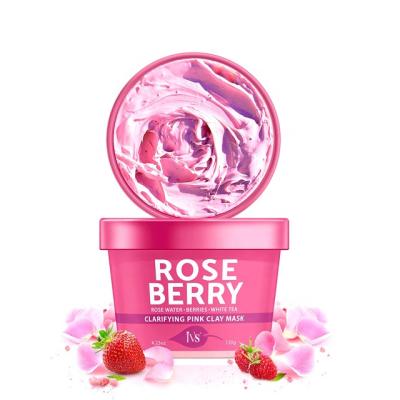 China Anti Aging Rose Berry Pink Clay Mask Private Face Label Moisturizer Anti Aging Mud Mask Skin Care Organic Wrinkle Wrinkle for sale