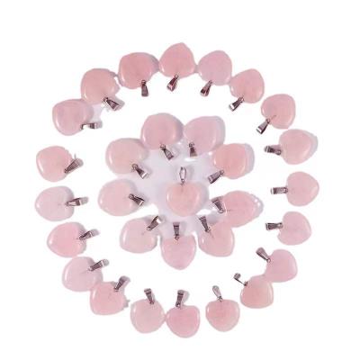 China High Quality Natural Crystal Heart China Rose Quartz Stone Pendants For Jewelry Making Charms Trendy Accessories 20mm for sale