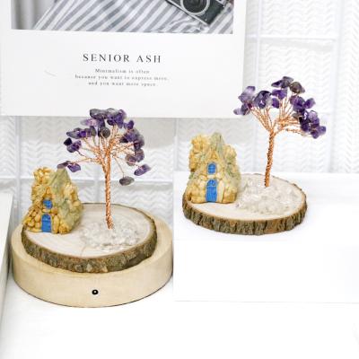 China Natural Small Crystal Tree Amethyst Crystal Quartz Gemstone Bonsai Rich China Amethyst Tree for sale