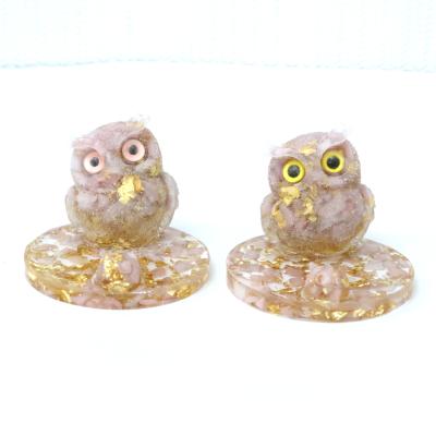 China Crystal Desktop Ornaments China Owl Mobile Phone Bracket Crystal Resin Finished Desktop Ornaments Turquoise Obsidian for sale