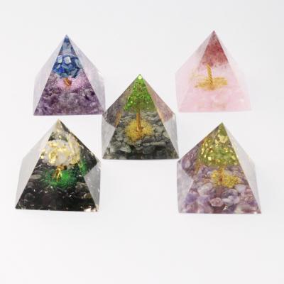 China Wholesale China Resin Art Orgonite Pyramid Healing Crystal Stones Resin Crafts For Resin Decor for sale