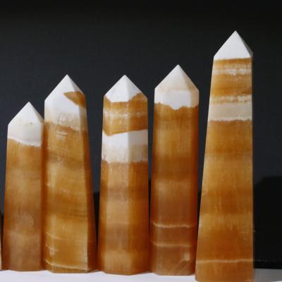 China China wholesale natural orange calcite home feng shui decoration tower for sale