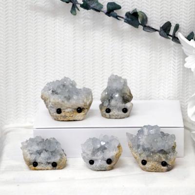 China China Wholesale Natural Quartz Crystal Carving Group Animal Hedgehog Figurines Decoration for sale