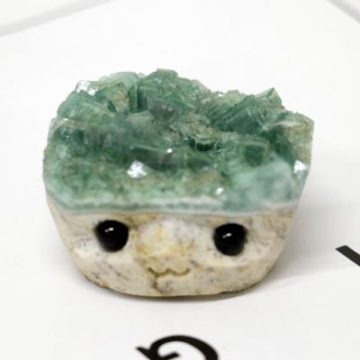 China China Crafts Natural Original Small Fluorite Crystal Handmade Green Hedgehog Stone Aura Crystal Decoration for sale