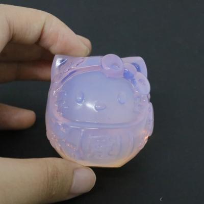 China China Wholesale High Quality Natural Crystal Animal Carving Pink Cartoon Opalite Crystal Carving Animal for sale