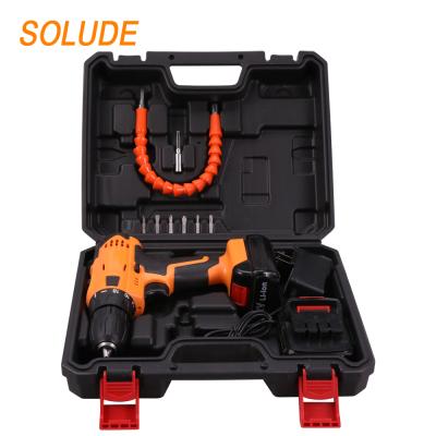 China Durable+Portable+Comfortable Handle+Small Package SOLUDE 12V Lithium Battery Drill Household DIY Tools Kit With Plastic Toolbox Storage Case (Two Batteries) for sale