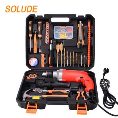 China Durable+Portable+Comfortable Handle+Small SOLID Pack Kit With Plastic Toolbox Storage Aluminum Head Case Of 98 Piece Impact Drill Household DIY Tools for sale